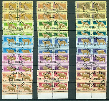Россия, 2008, Фауна, Стандарт, 15 гашеных квартблоков